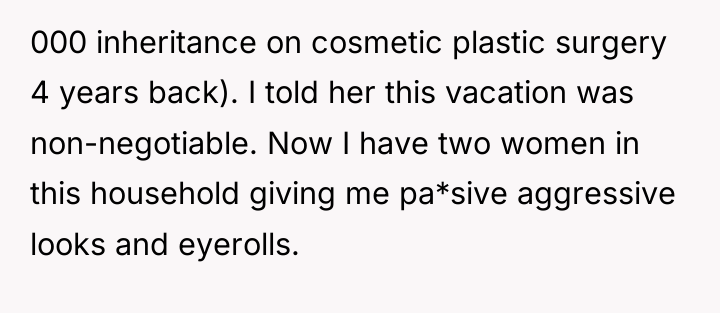 000 inheritance on cosmetic plastic surgery 4 years back). I...