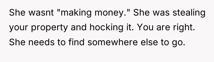 She wasnt "making money." She was stealing your property and...
