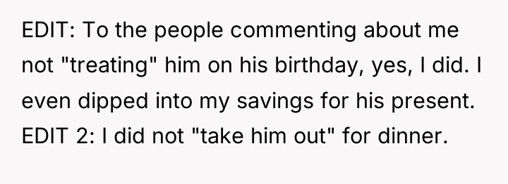 EDIT: To the people commenting about me not "treating" him...