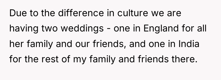 Due to the difference in culture we are having two...