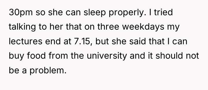 30pm so she can sleep properly. I tried talking to...