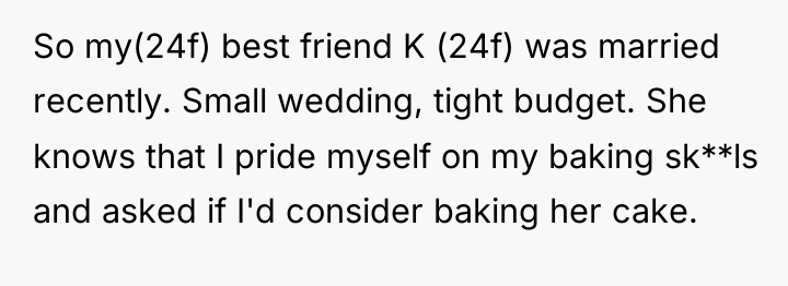 So my(24f) best friend K (24f) was married recently. Small...