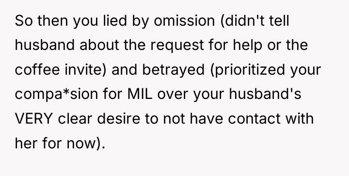So then you lied by omission (didn't tell husband about...