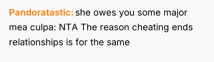 Pandoratastic she owes you some major mea culpa: NTA The...