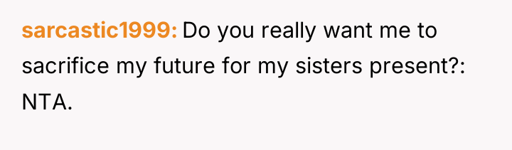 sarcastic1999 Do you really want me to sacrifice my future...