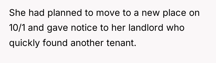 She had planned to move to a new place on...