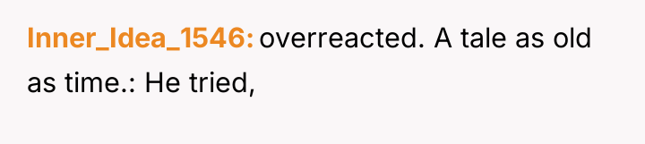 Inner_Idea_1546 overreacted. A tale as old as time.: He tried,