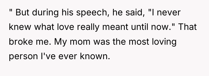 " But during his speech, he said, "I never knew...