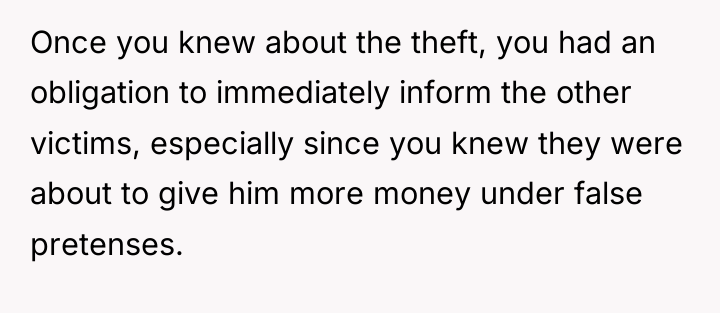 Once you knew about the theft, you had an obligation...