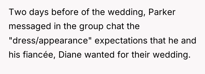 Two days before of the wedding, Parker messaged in the...