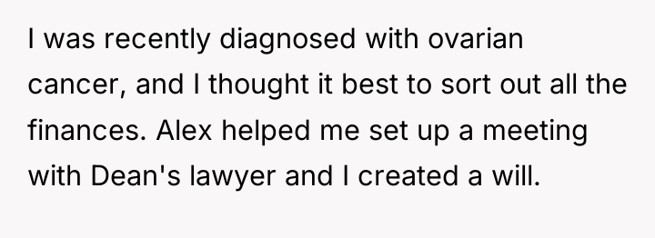I was recently diagnosed with ovarian cancer, and I thought...