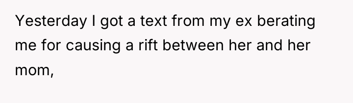 Yesterday I got a text from my ex berating me...