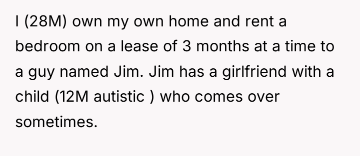 I (28M) own my own home and rent a bedroom...