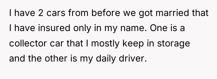 I have 2 cars from before we got married that...