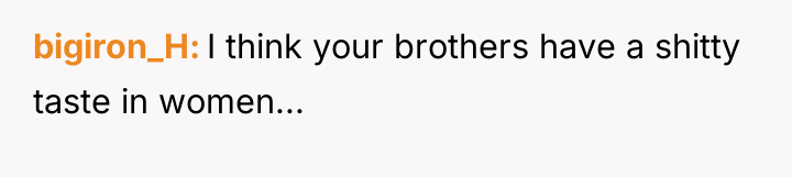 bigiron_H I think your brothers have a shitty taste in...