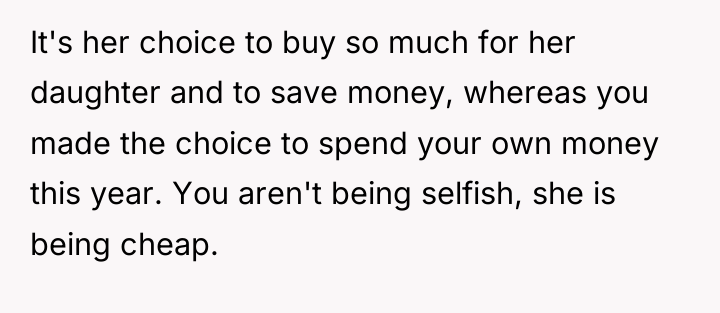 It's her choice to buy so much for her daughter...