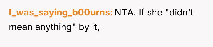 I_was_saying_b00urns NTA. If she "didn't mean anything" by it,