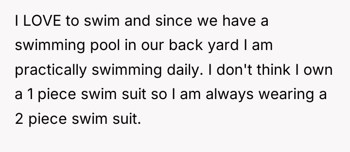 I LOVE to swim and since we have a swimming...