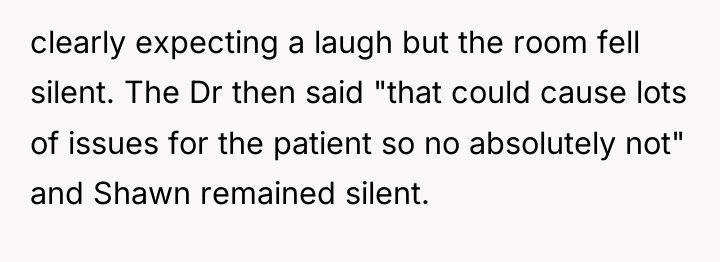 clearly expecting a laugh but the room fell silent. The...