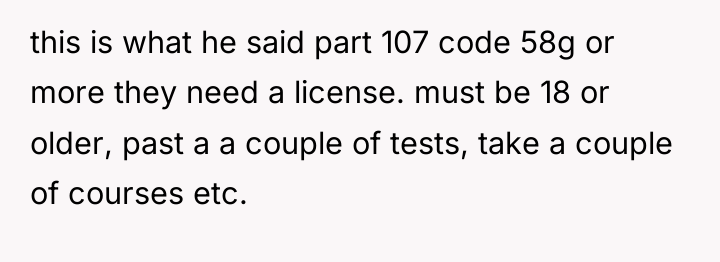 this is what he said part 107 code 58g or...