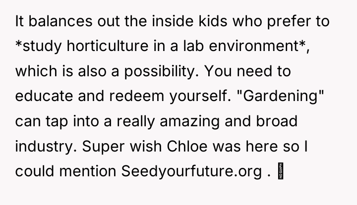 It balances out the inside kids who prefer to *study...