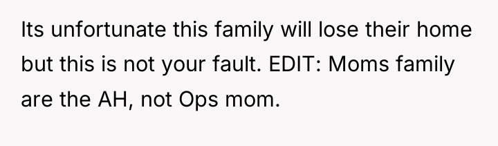 Its unfortunate this family will lose their home but this...