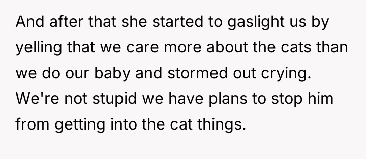 And after that she started to gaslight us by yelling...