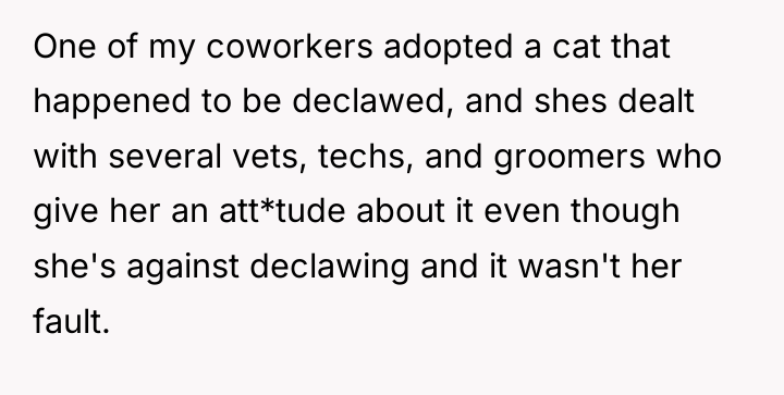 One of my coworkers adopted a cat that happened to...