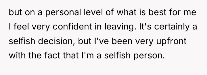 but on a personal level of what is best for...