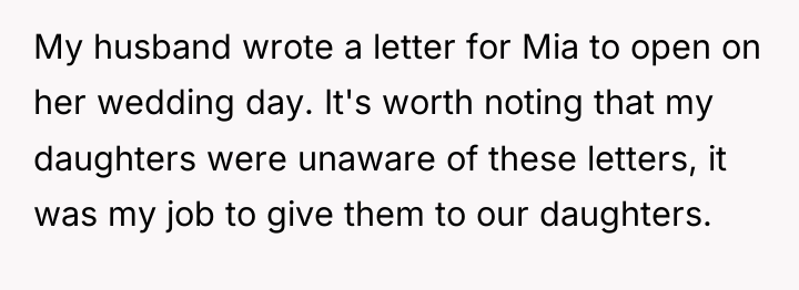 My husband wrote a letter for Mia to open on...