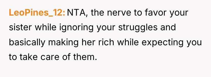 LeoPines_12 NTA, the nerve to favor your sister while ignoring...