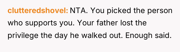 clutteredshovel NTA. You picked the person who supports you. Your...