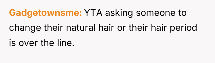 Gadgetownsme YTA asking someone to change their natural hair or...