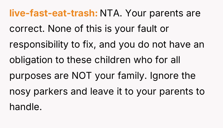 live-fast-eat-trash NTA. Your parents are correct. None of this is...