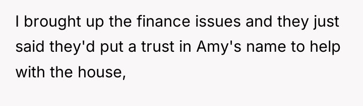 I brought up the finance issues and they just said...