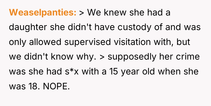 Weaselpanties > We knew she had a daughter she didn't...