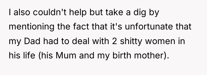 I also couldn't help but take a dig by mentioning...