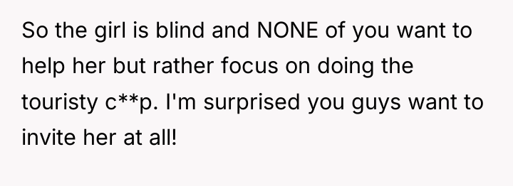 So the girl is blind and NONE of you want...