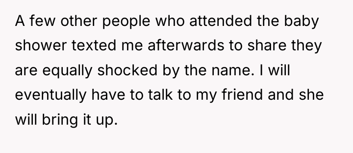 A few other people who attended the baby shower texted...