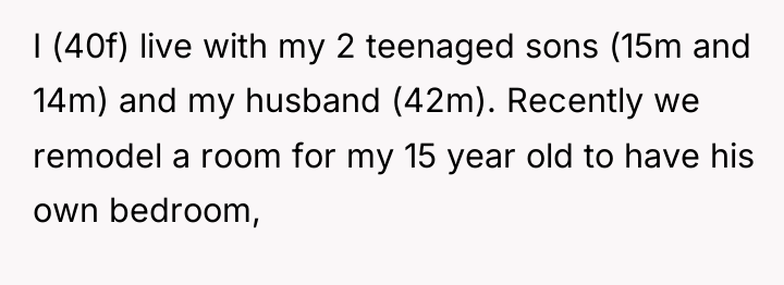 I (40f) live with my 2 teenaged sons (15m and...