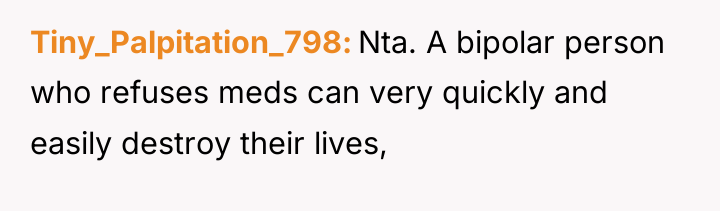 Tiny_Palpitation_798 Nta. A bipolar person who refuses meds can very...