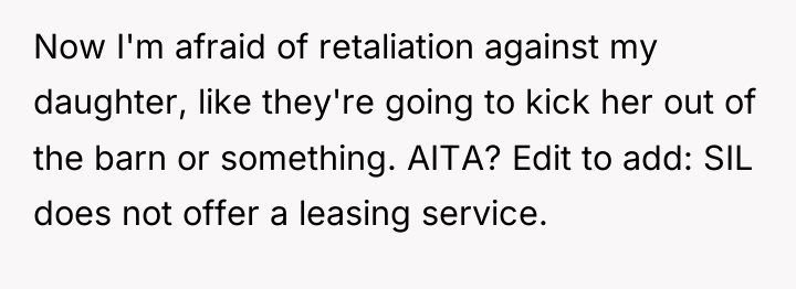 Now I'm afraid of retaliation against my daughter, like they're...