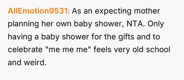 AllEmotion9531 As an expecting mother planning her own baby shower,...