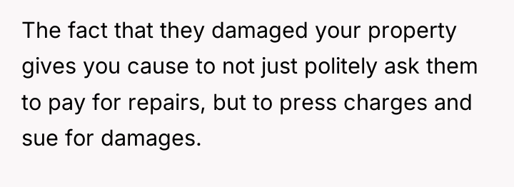 The fact that they damaged your property gives you cause...