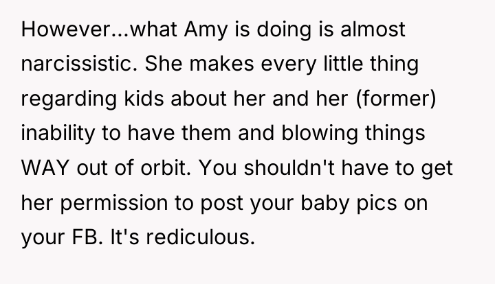 However...what Amy is doing is almost narcissistic. She makes every...
