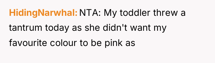 HidingNarwhal NTA: My toddler threw a tantrum today as she...