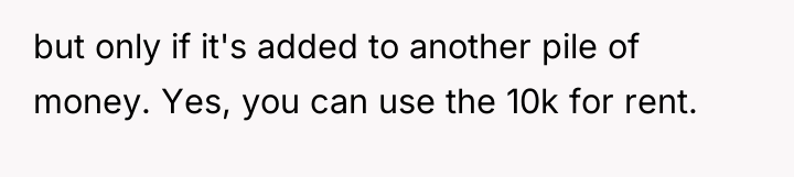 but only if it's added to another pile of money....