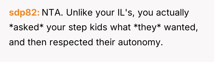 sdp82 NTA. Unlike your IL's, you actually *asked* your step...