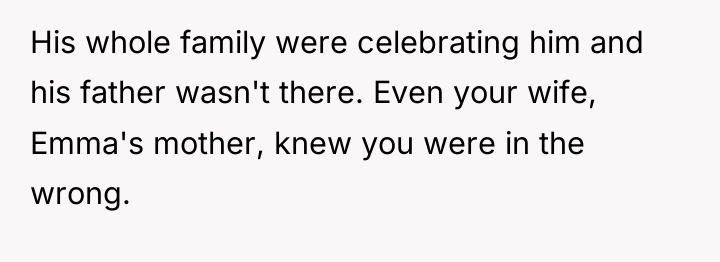 His whole family were celebrating him and his father wasn't...
