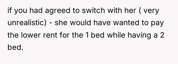 if you had agreed to switch with her ( very...